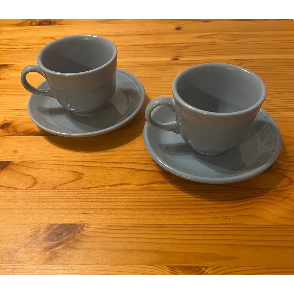 Fiesta ware periwinkle blue set of 2 tea cups and saucers
